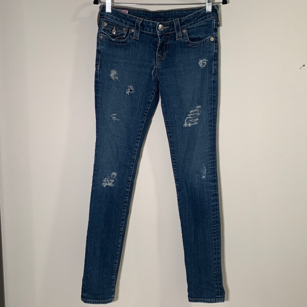 True Religion Distressed Skinny Jeans Size 28